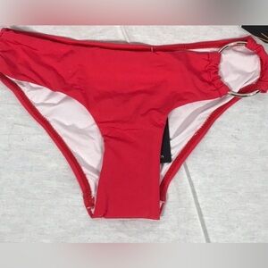 Beach Joy Size Medium Red Bikini Bottom With Silver Ring. New with Tags